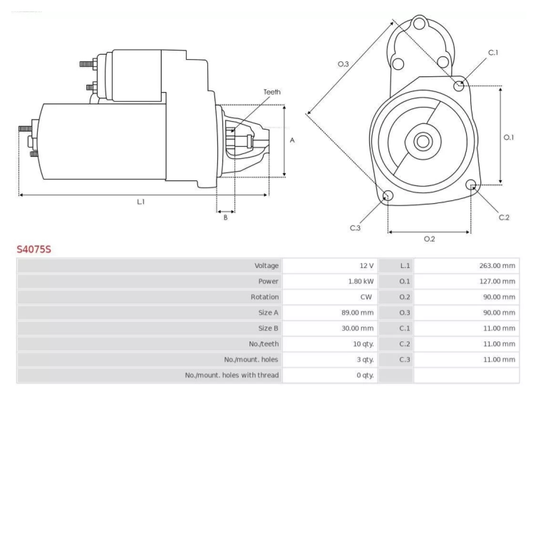 Démarreur pour Volvo Penta MD22 TAMD22 Perkins